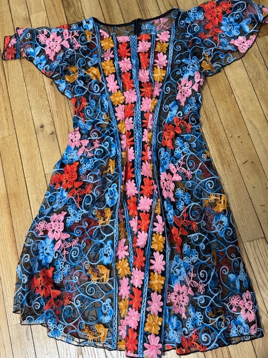 Anthropologie Eva Franco Multicolor Floral Embroidery Dress - Picture 5 of 6